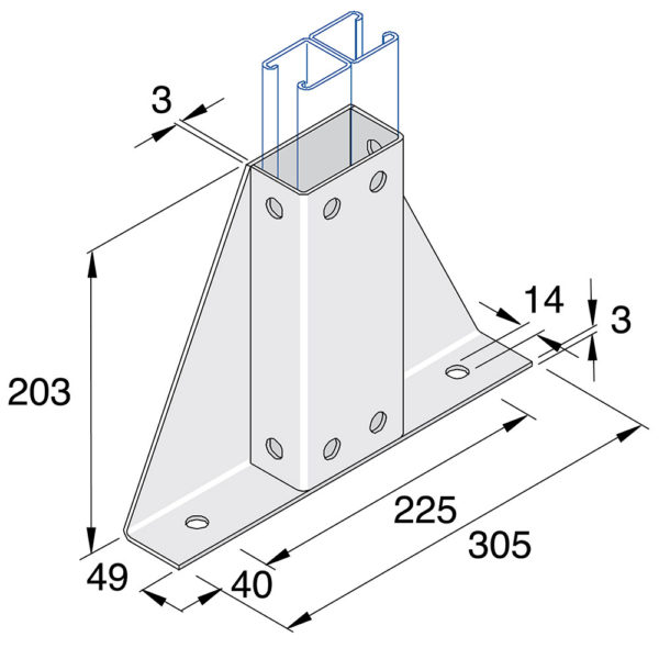 Unistrut P2348-S2 305mm Double Winged Delta Plate - 10 Hole | Protrade