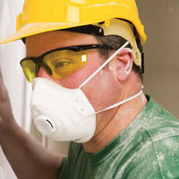 man wearing a disposable mask