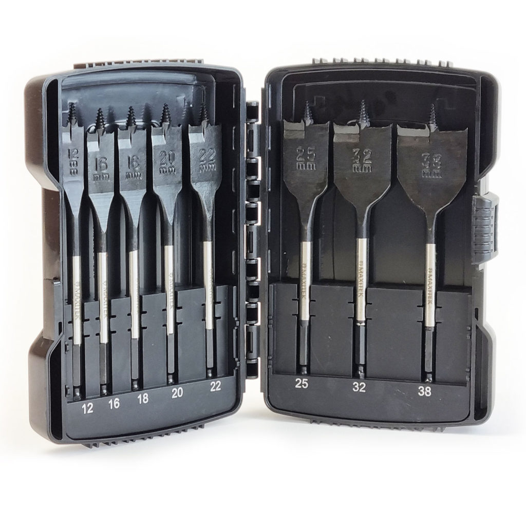 Maxitek 8pce Rapid Feed Flat Wood Boring Bit Set 12 38mm Protrade