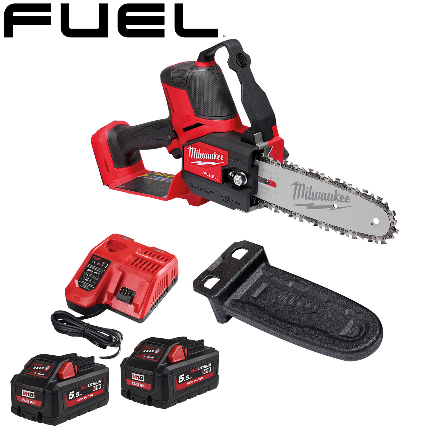 18V MILWAUKEE FUEL PRUNING SAW 2 X 5.5AH