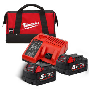 Milwaukee M18NRG 2 X 18v 5.0Ah Batteries, Charger & Bag Kit