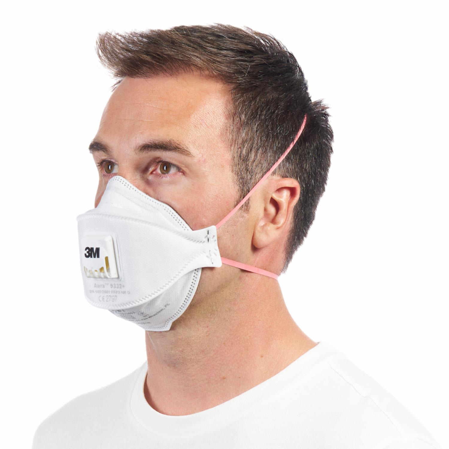 73244-3m-aura-9332-2 3M Aurora 9332 FFP 3 mask being worn