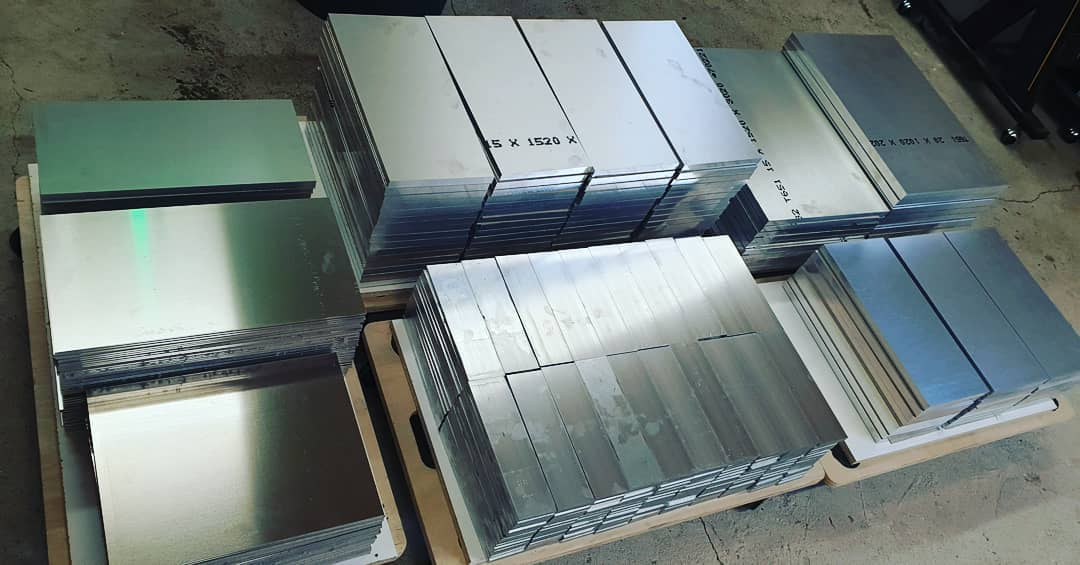 Aluminium blanks ready to be milled by CNC to form the Taiga Rail Square