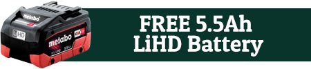 Free 5.5Ah Metabo Battery promotion banner