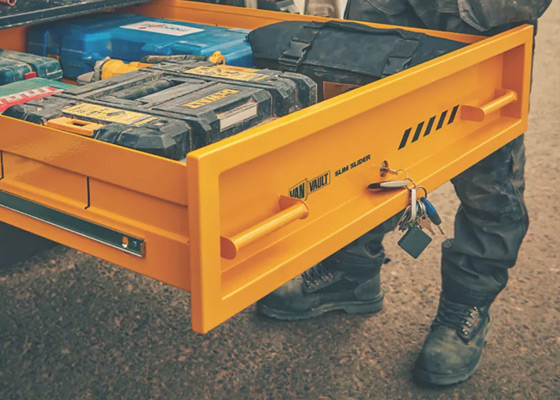 detail showing the individual lock mechanism of the Van Vault Slider