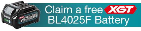 Free XGT 40v Makita Battery banner