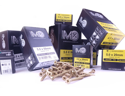 MX Woodscrews in Yellow Passivated and Zinc 