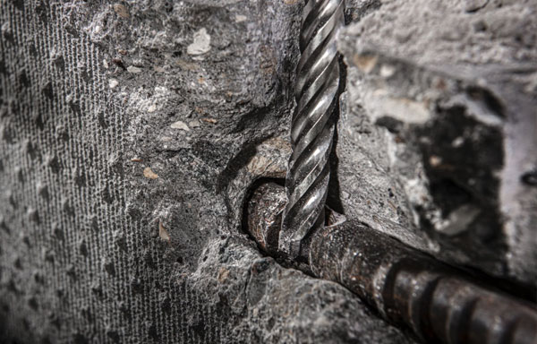 SDS Drill Bit drilling in to rebar