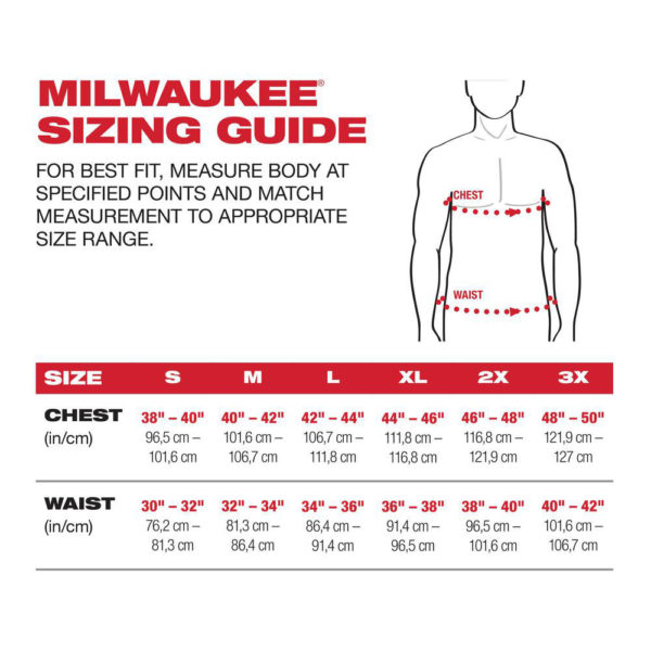 Milwaukee heated vest size best sale chart